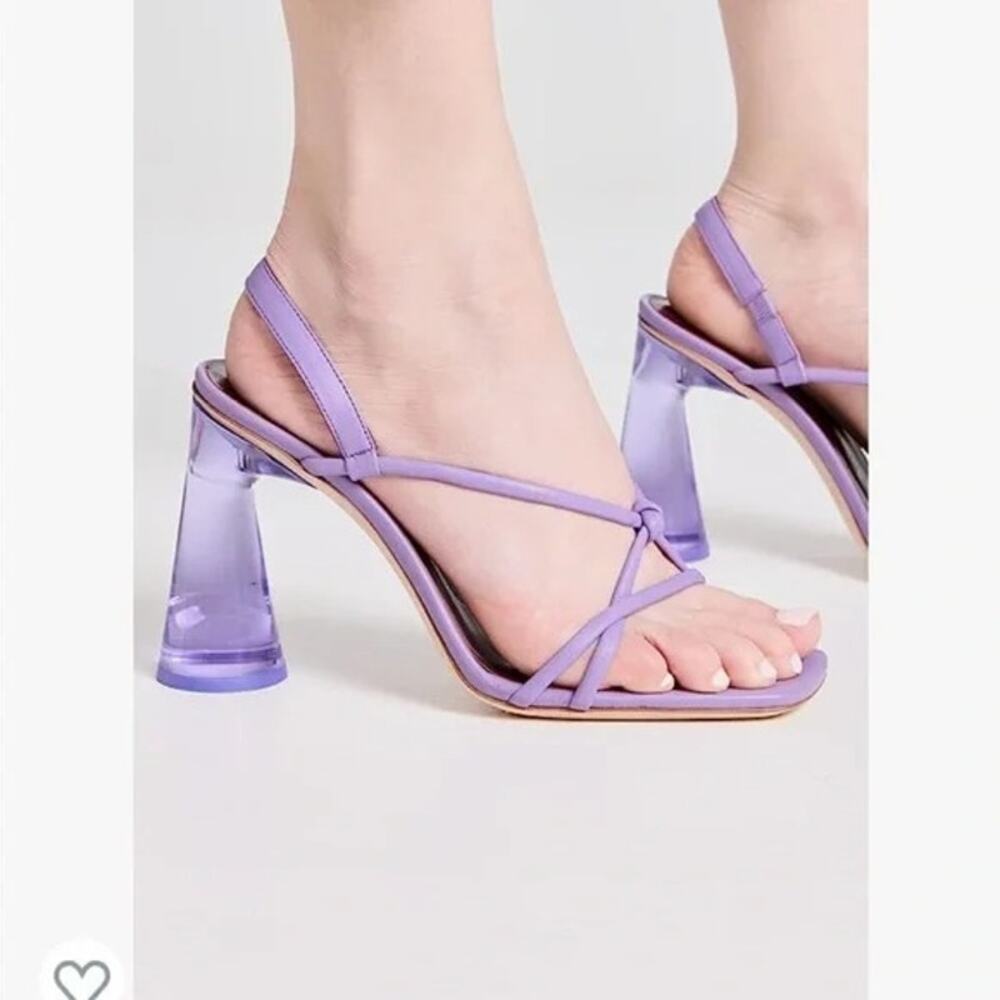 NWOT STAUD Leanne Lilac Leather Slingback Acrylic Heel Sandals EU 40 / US 9.5 - Picture 3 of 4